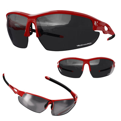 VeloChampion Tornado Cycling Sunglasses + 2 extra lenses & UV400 Protection -White/Blue/Black/Red