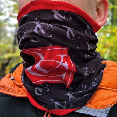 VC VeloChampion Red VC Neck Warmer with VC pattern logo